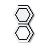 Thassos White Marble Polished 5" Hexagon Combination Mosaic Tile w/ Black Border - American Tile Depot