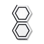 Thassos White Marble Polished 5" Hexagon Combination Mosaic Tile w/ Black Border - American Tile Depot