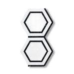 Thassos White Marble Polished 5" Hexagon Combination Mosaic Tile w/ Black Border - American Tile Depot