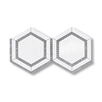 Thassos White Marble Polished 5" Hexagon Combination Mosaic Tile w/ Blue-Gray Border - American Tile Depot