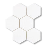 Thassos White Marble Honed 5" Large Hexagon Mosaic Tile - American Tile Depot