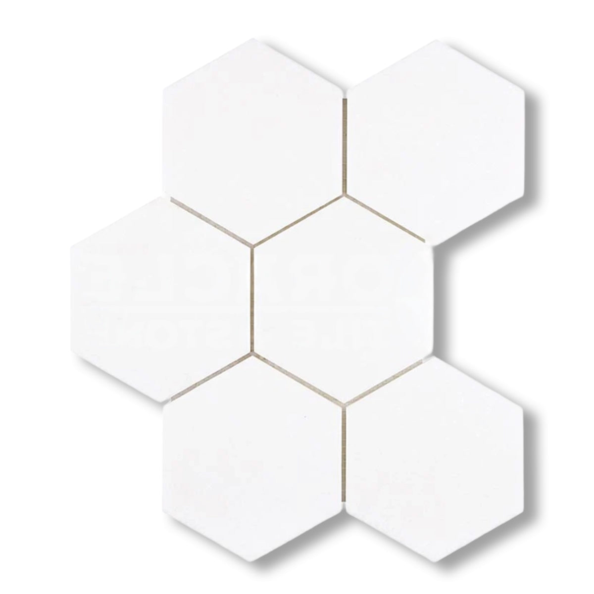 Thassos White Marble Honed 5" Large Hexagon Mosaic Tile - American Tile Depot