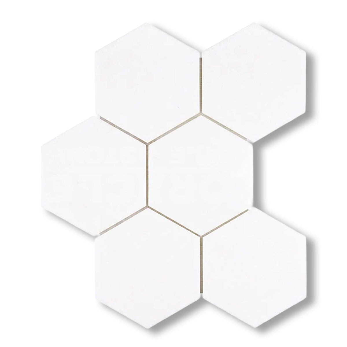 Thassos White Marble Honed 5" Large Hexagon Mosaic Tile - American Tile Depot