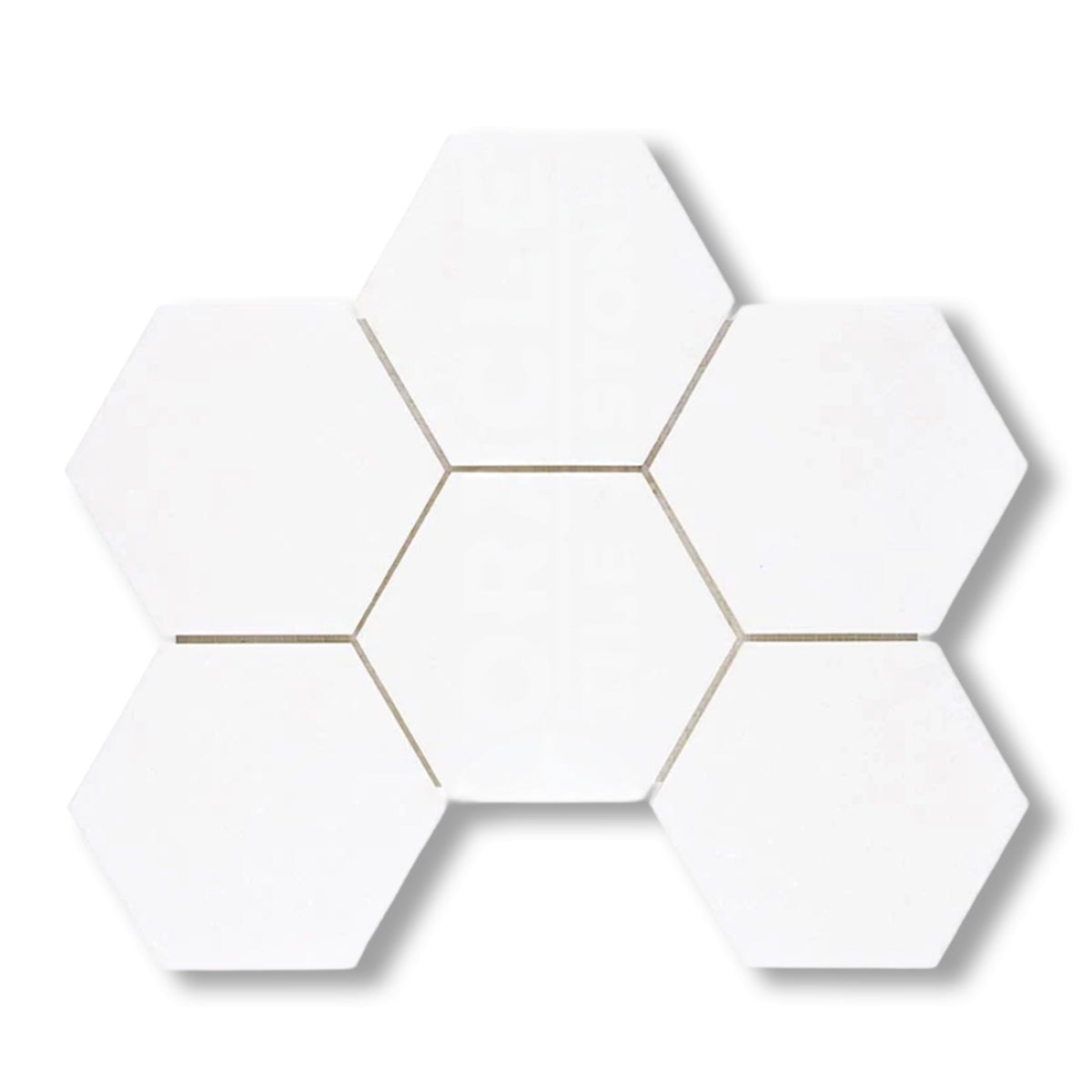 Thassos White Marble Honed 5" Large Hexagon Mosaic Tile - American Tile Depot