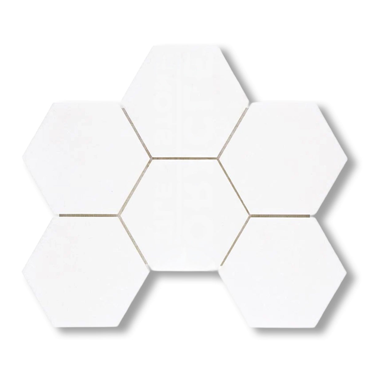 Thassos White Marble Honed 5" Large Hexagon Mosaic Tile - American Tile Depot