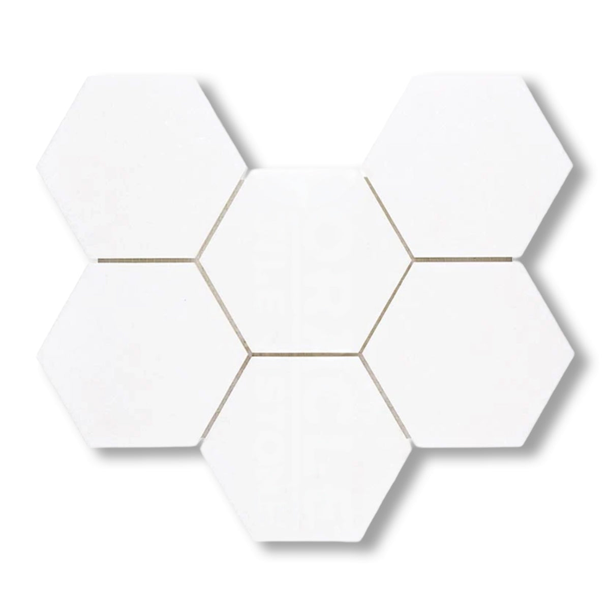 Thassos White Marble Polished 5" Large Hexagon Mosaic Tile - American Tile Depot