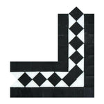 Thassos White Marble Polished BIAS Border Corner Listello w/ Black Dots - American Tile Depot