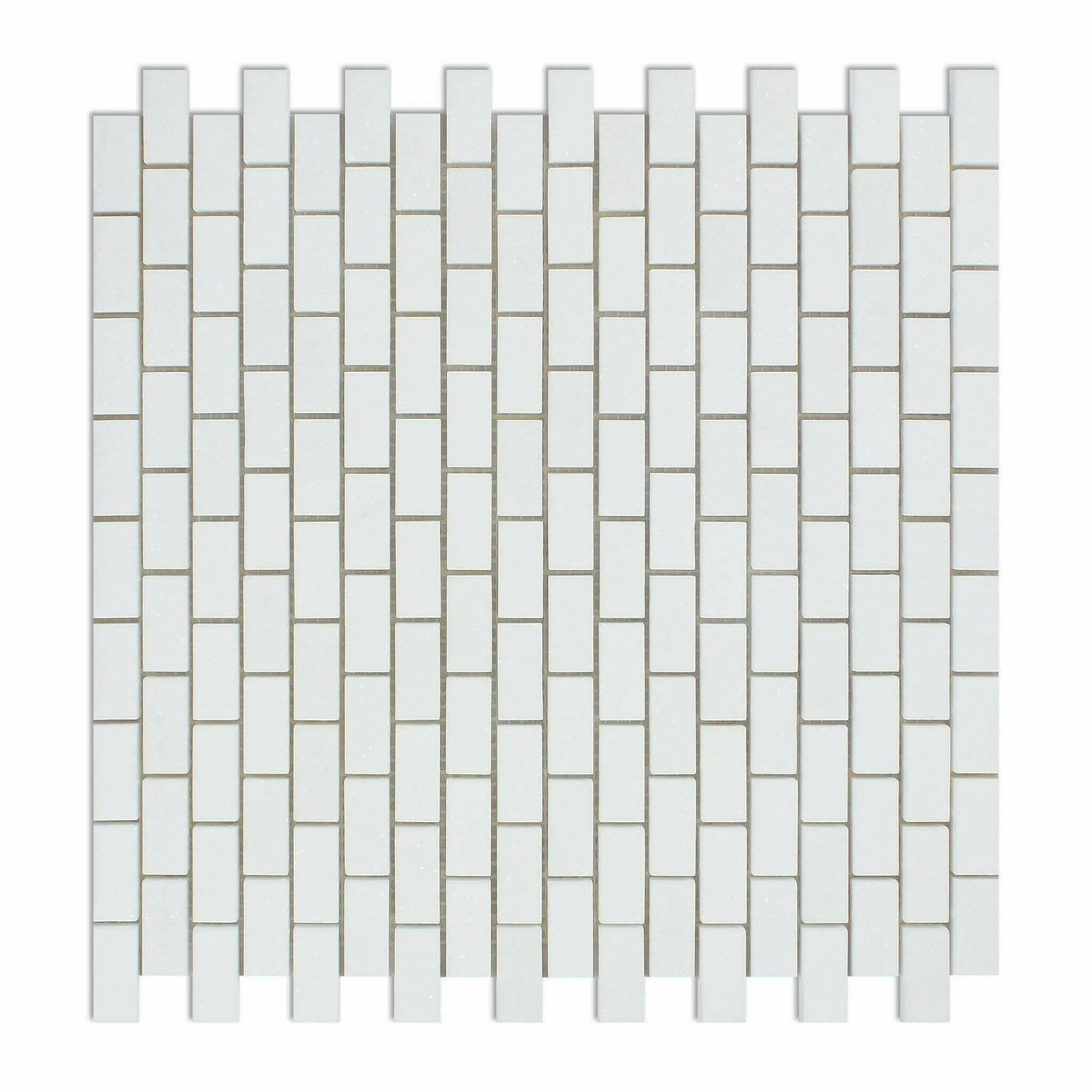 Thassos White Marble Polished Baby Brick Mosaic Tile Thassos White Marble Polished Baby Brick Mosaic Tile - American Tile Depot