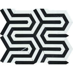 Thassos White Marble Polished Berlinetta Mosaic Tile w/ Black Strips Thassos White Marble Polished Berlinetta Mosaic Tile w/ Black Strips - American Tile Depot
