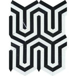 Thassos White Marble Polished Berlinetta Mosaic Tile w/ Black Strips Thassos White Marble Polished Berlinetta Mosaic Tile w/ Black Strips - American Tile Depot