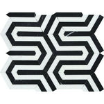 Thassos White Marble Polished Berlinetta Mosaic Tile w/ Black Strips Thassos White Marble Polished Berlinetta Mosaic Tile w/ Black Strips - American Tile Depot