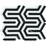 Thassos White Marble Polished Berlinetta Mosaic Tile w/ Black Strips Thassos White Marble Polished Berlinetta Mosaic Tile w/ Black Strips - American Tile Depot