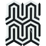 Thassos White Marble Polished Berlinetta Mosaic Tile w/ Black Strips Thassos White Marble Polished Berlinetta Mosaic Tile w/ Black Strips - American Tile Depot