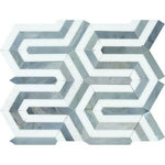 Thassos White Marble Polished Berlinetta Mosaic Tile w/ Blue-Gray Strips Thassos White Marble Polished Berlinetta Mosaic Tile w/ Blue-Gray Strips - American Tile Depot