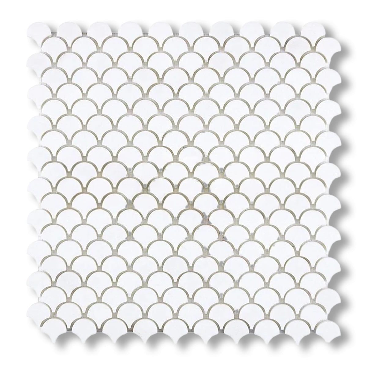 Thassos White Marble Honed Fan Mosaic Tile - American Tile Depot