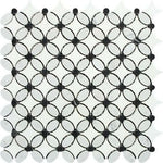 Thassos White Marble Polished Florida Flower Mosaic Tile w/ Black Dots Thassos White Marble Polished Florida Flower Mosaic Tile w/ Black Dots - American Tile Depot