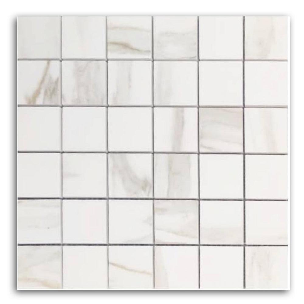 Timeless Calacatta Gold Matte Square Porcelain Mosaic Tile Timeless Calacatta Gold Matte Square Porcelain Mosaic Tile - American Tile Depot