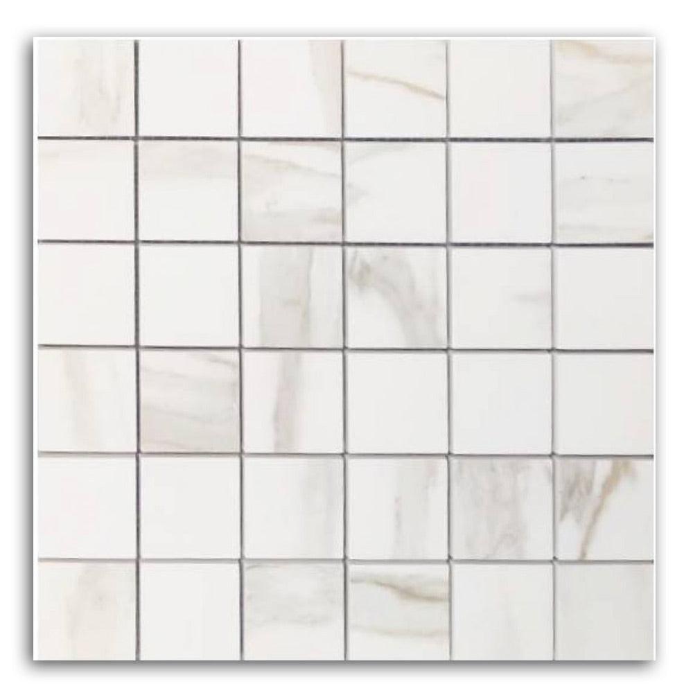 Timeless Calacatta Gold Matte Square Porcelain Mosaic Tile Timeless Calacatta Gold Matte Square Porcelain Mosaic Tile - American Tile Depot