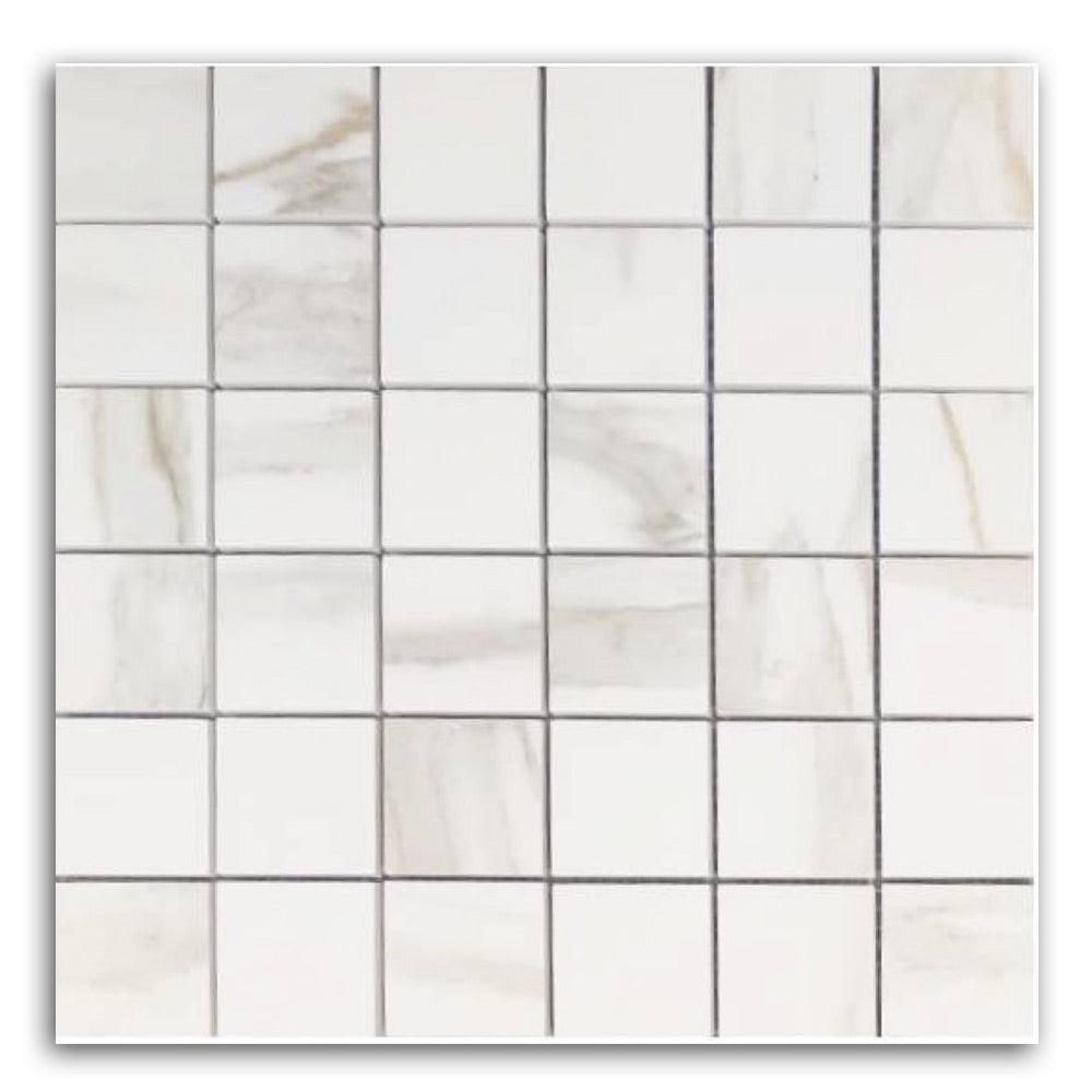 Timeless Calacatta Gold Matte Square Porcelain Mosaic Tile Timeless Calacatta Gold Matte Square Porcelain Mosaic Tile - American Tile Depot