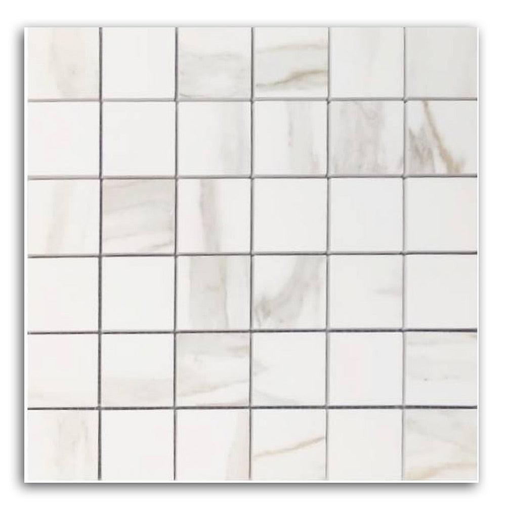 Timeless Calacatta Gold Matte Square Porcelain Mosaic Tile Timeless Calacatta Gold Matte Square Porcelain Mosaic Tile - American Tile Depot