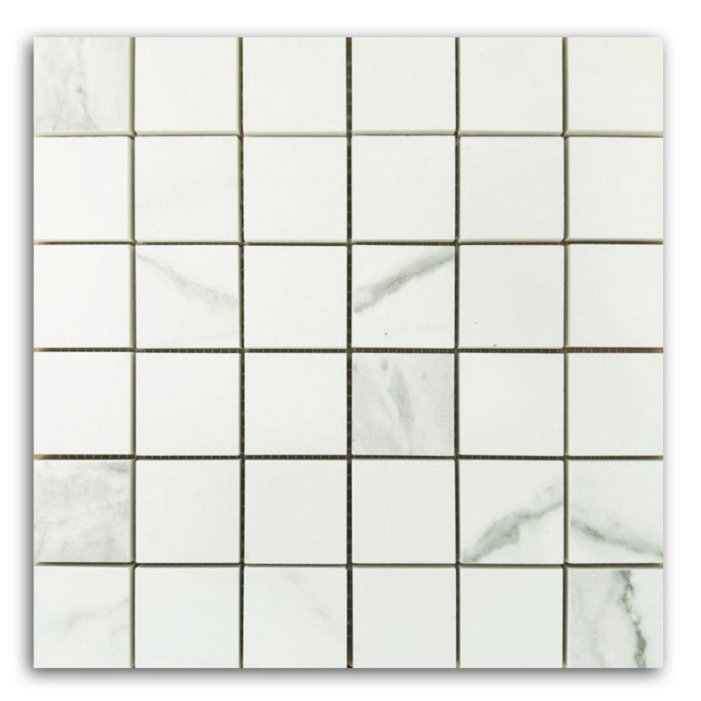 Timeless Statuario Soft Square Porcelain Mosaic Tile Timeless Statuario Soft Square Porcelain Mosaic Tile - American Tile Depot