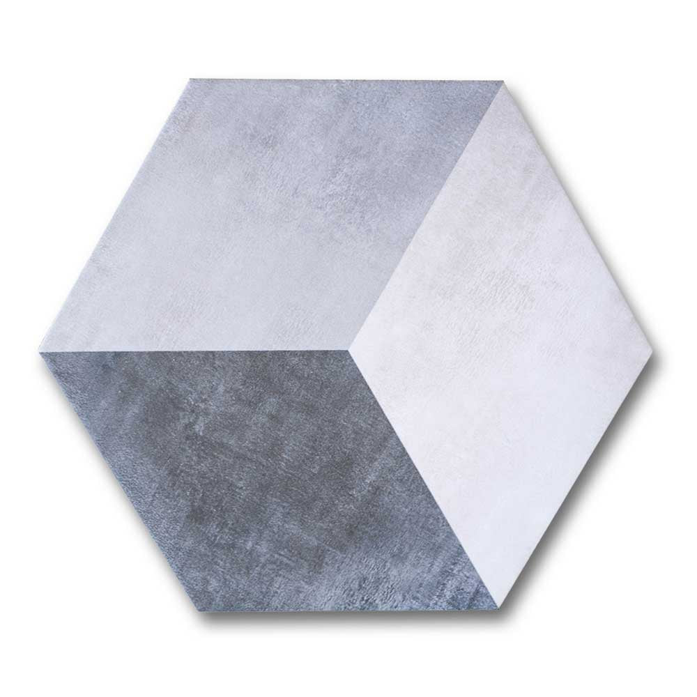 Travessa Cube Matte Concrete Look 13.5" Hexagon Porcelain Tile