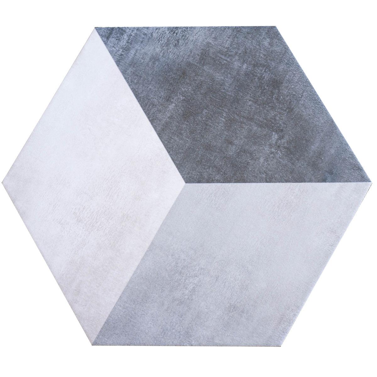 Travessa Cube Matte Concrete Look 13.5" Hexagon Porcelain Tile Travessa Cube Matte Concrete Look 13.5" Hexagon Porcelain Tile - American Tile Depot