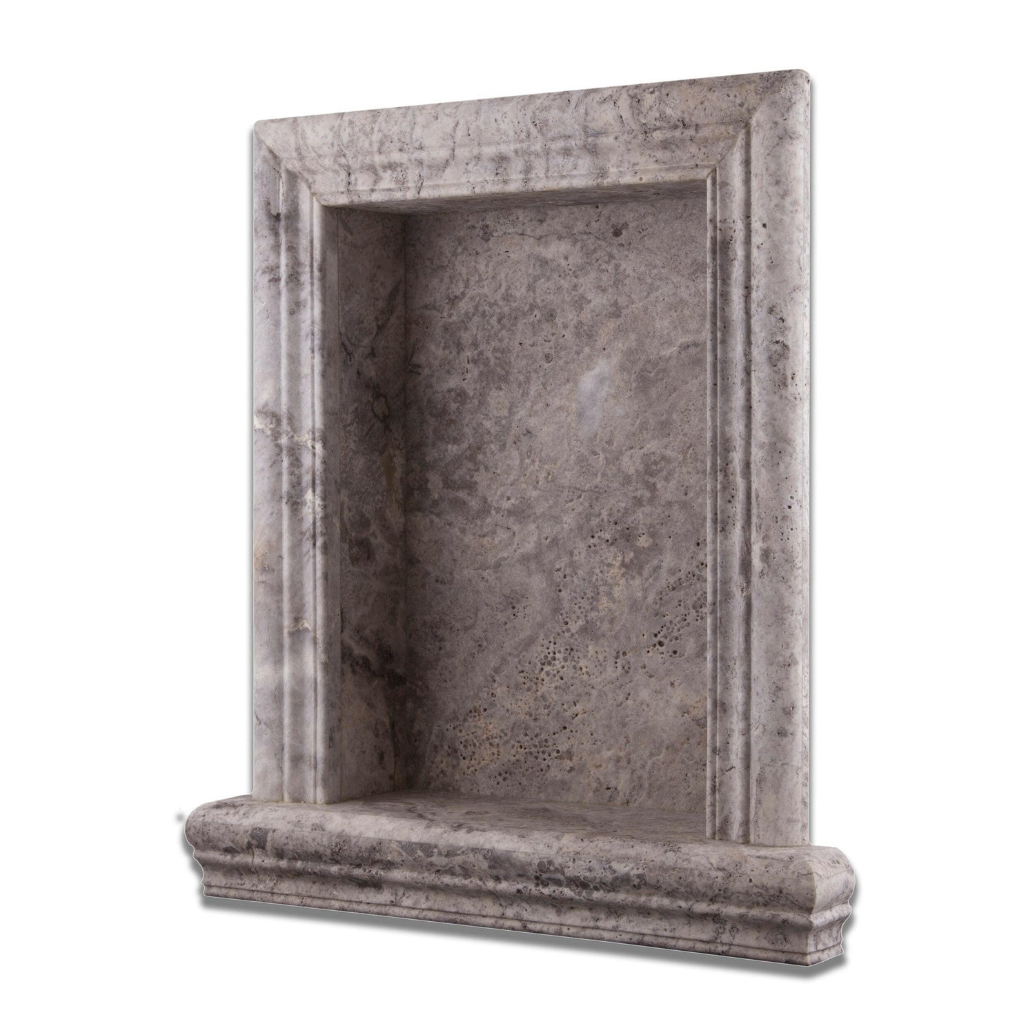 Tundra Gray (Atlantic Gray) Marble Hand-Made Custom Shampoo Niche / Shelf - LARGE - Honed Tundra Gray (Atlantic Gray) Marble Hand-Made Custom Shampoo Niche / Shelf - LARGE - Honed - American Tile Depot