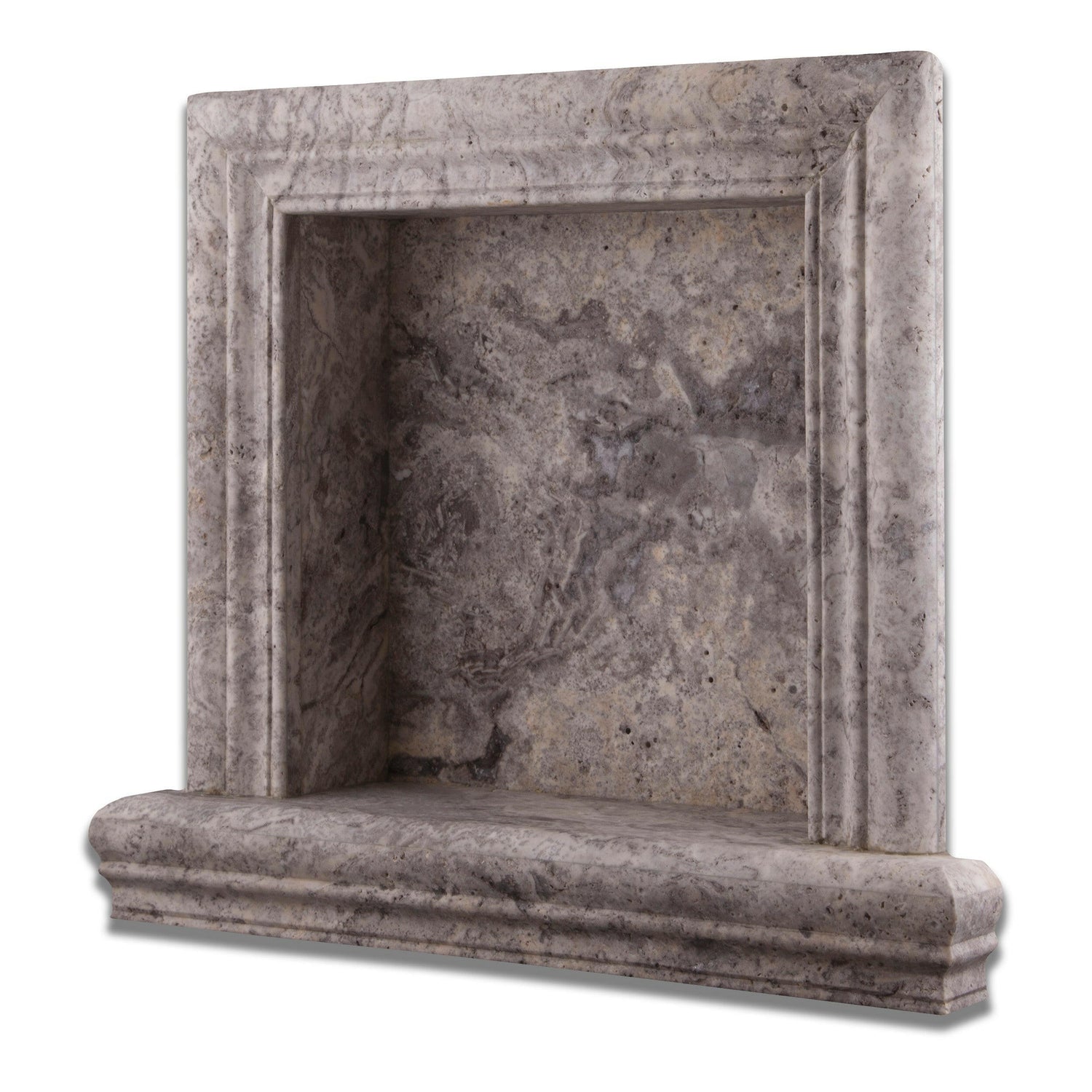 Tundra Gray (Atlantic Gray) Marble Hand-Made Custom Shampoo Niche / Shelf - SMALL - Polished Tundra Gray (Atlantic Gray) Marble Hand-Made Custom Shampoo Niche / Shelf - SMALL - Polished - American Tile Depot