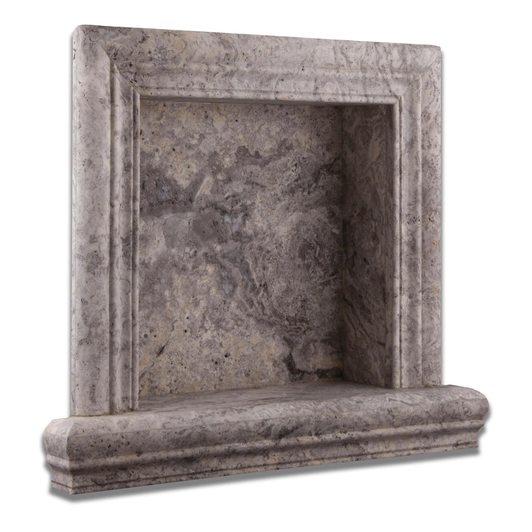 Tundra Gray (Atlantic Gray) Marble Hand-Made Custom Shampoo Niche / Shelf - SMALL - Honed Tundra Gray (Atlantic Gray) Marble Hand-Made Custom Shampoo Niche / Shelf - SMALL - Honed - American Tile Depot