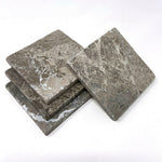 Tundra Gray (Atlantic Gray) Marble Handmade Coasters - Set of 4 Tundra Gray (Atlantic Gray) Marble Handmade Coasters - Set of 4 - American Tile Depot