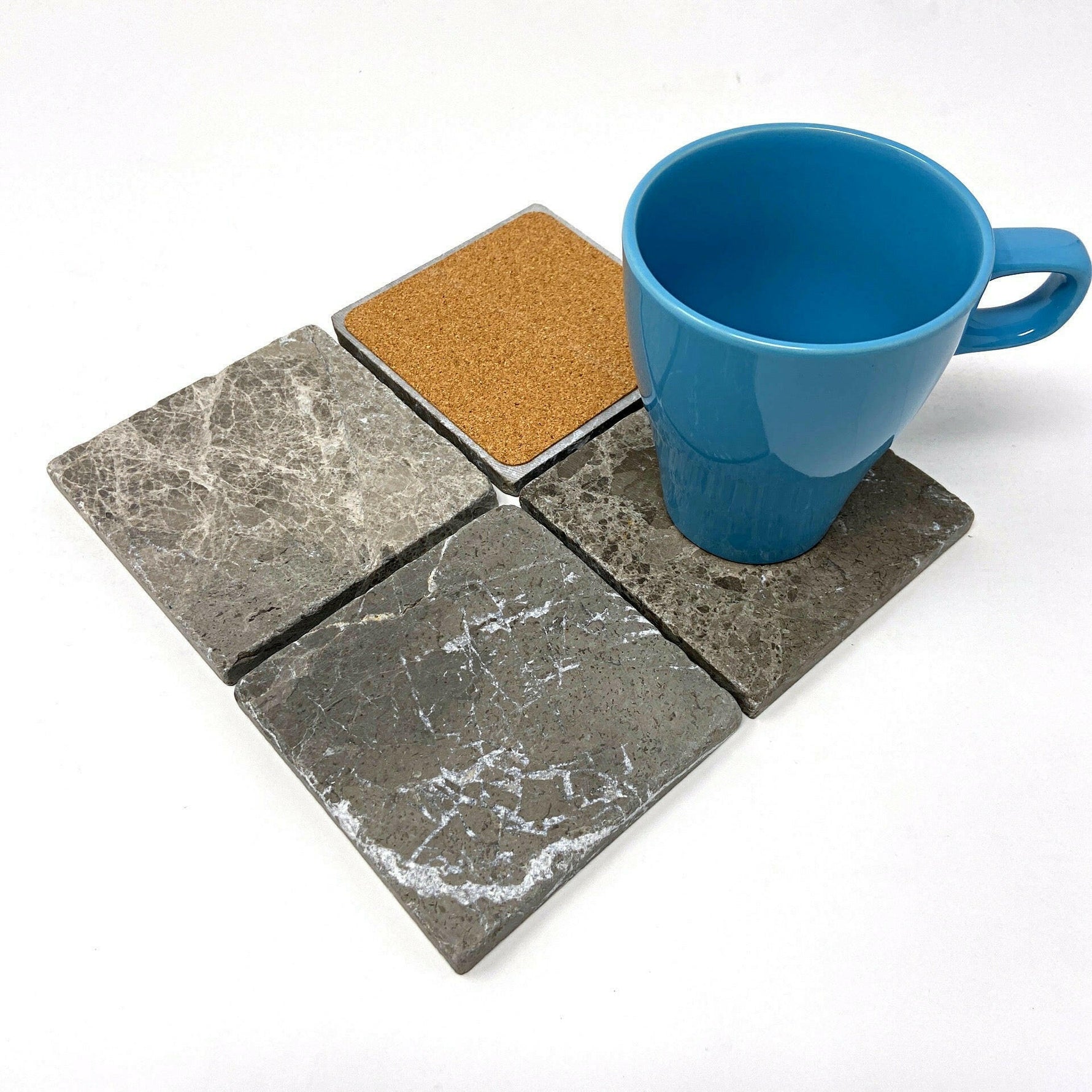 Tundra Gray (Atlantic Gray) Marble Handmade Coasters - Set of 4 Tundra Gray (Atlantic Gray) Marble Handmade Coasters - Set of 4 - American Tile Depot
