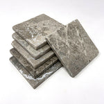 Tundra Gray (Atlantic Gray) Marble Handmade Coasters - Set of 4 Tundra Gray (Atlantic Gray) Marble Handmade Coasters - Set of 4 - American Tile Depot