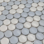 Union Station Antwerp Snow Circular Glass Mosaic Tile | FINAL SALE Union Station Antwerp Snow Circular Glass Mosaic Tile | FINAL SALE - American Tile Depot