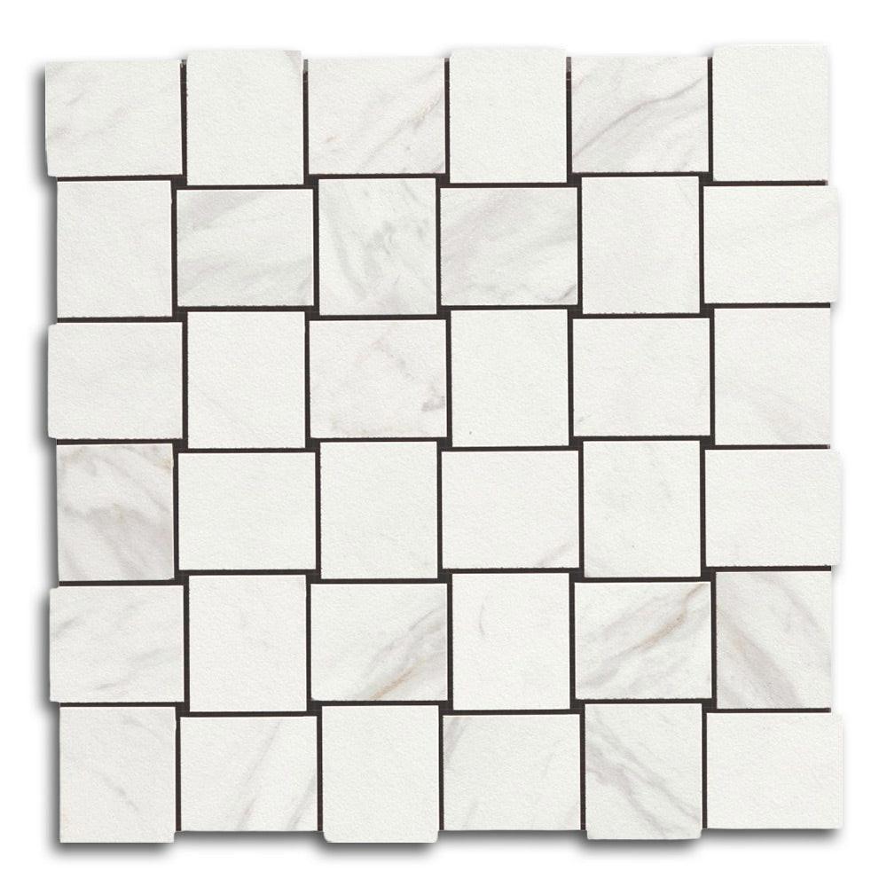 Veina Calacatta Matte Basketweave Porcelain Mosaic Tile Veina Calacatta Matte Basketweave Porcelain Mosaic Tile - American Tile Depot