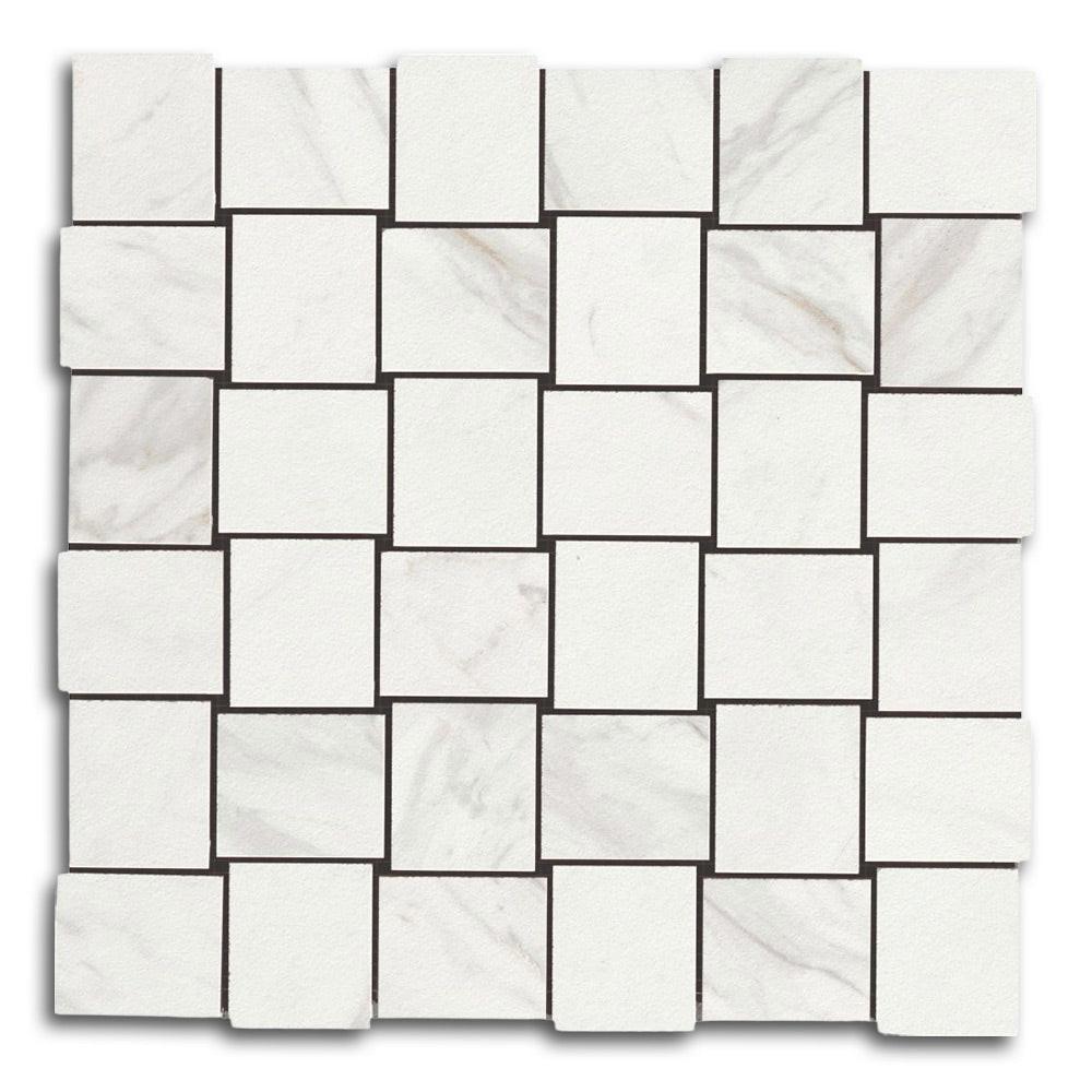 Veina Calacatta Matte Basketweave Porcelain Mosaic Tile Veina Calacatta Matte Basketweave Porcelain Mosaic Tile - American Tile Depot