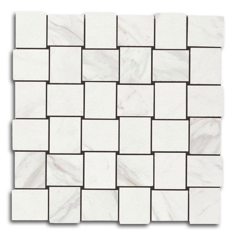 Veina Calacatta Matte Basketweave Porcelain Mosaic Tile Veina Calacatta Matte Basketweave Porcelain Mosaic Tile - American Tile Depot