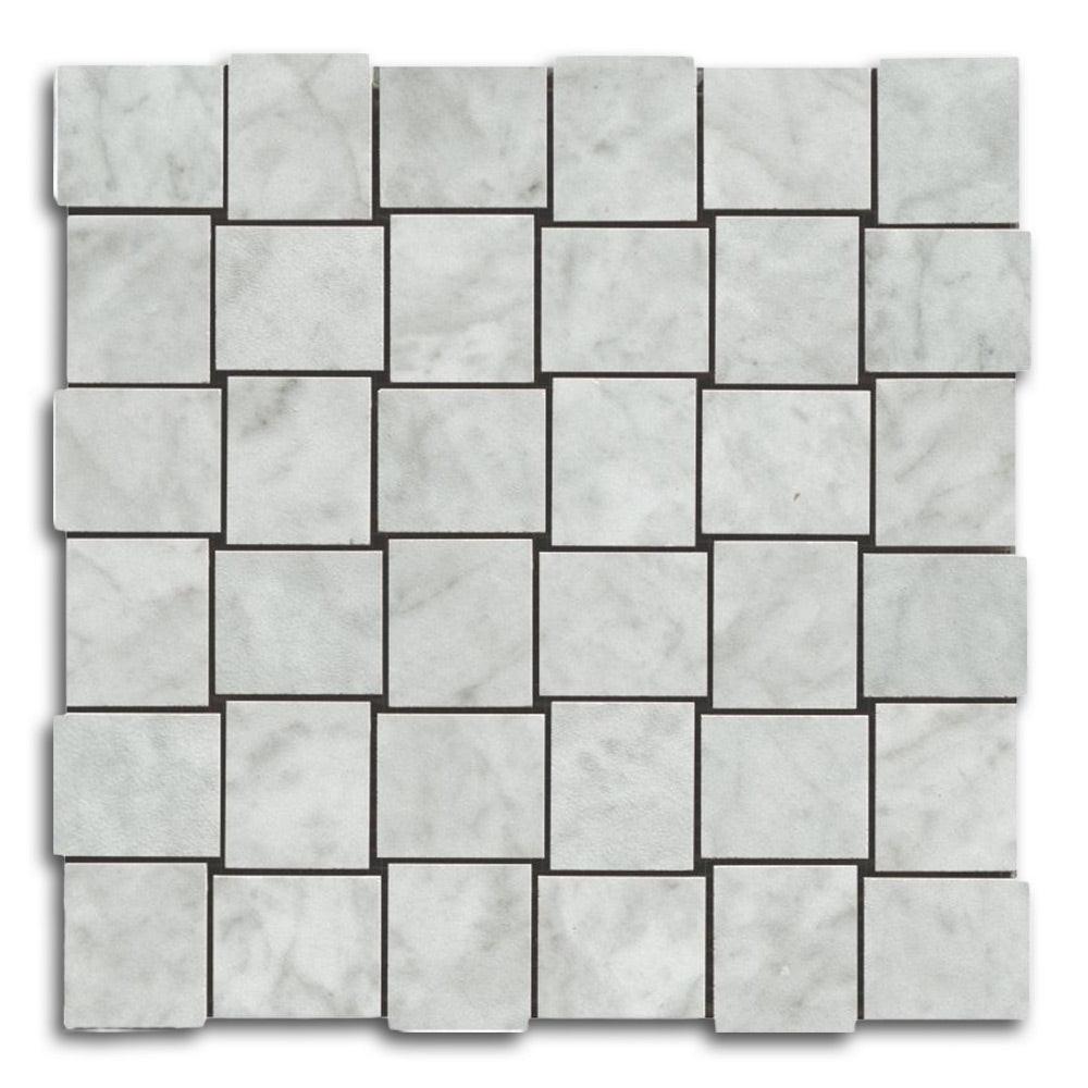 Veina Carrara Polished Basketweave Porcelain Mosaic Tile Veina Carrara Polished Basketweave Porcelain Mosaic Tile - American Tile Depot