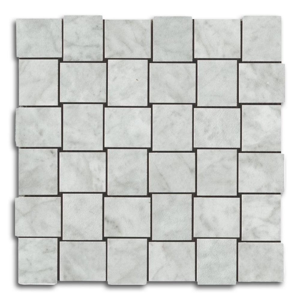Veina Carrara Polished Basketweave Porcelain Mosaic Tile Veina Carrara Polished Basketweave Porcelain Mosaic Tile - American Tile Depot