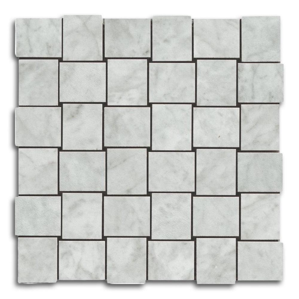 Veina Carrara Polished Basketweave Porcelain Mosaic Tile Veina Carrara Polished Basketweave Porcelain Mosaic Tile - American Tile Depot