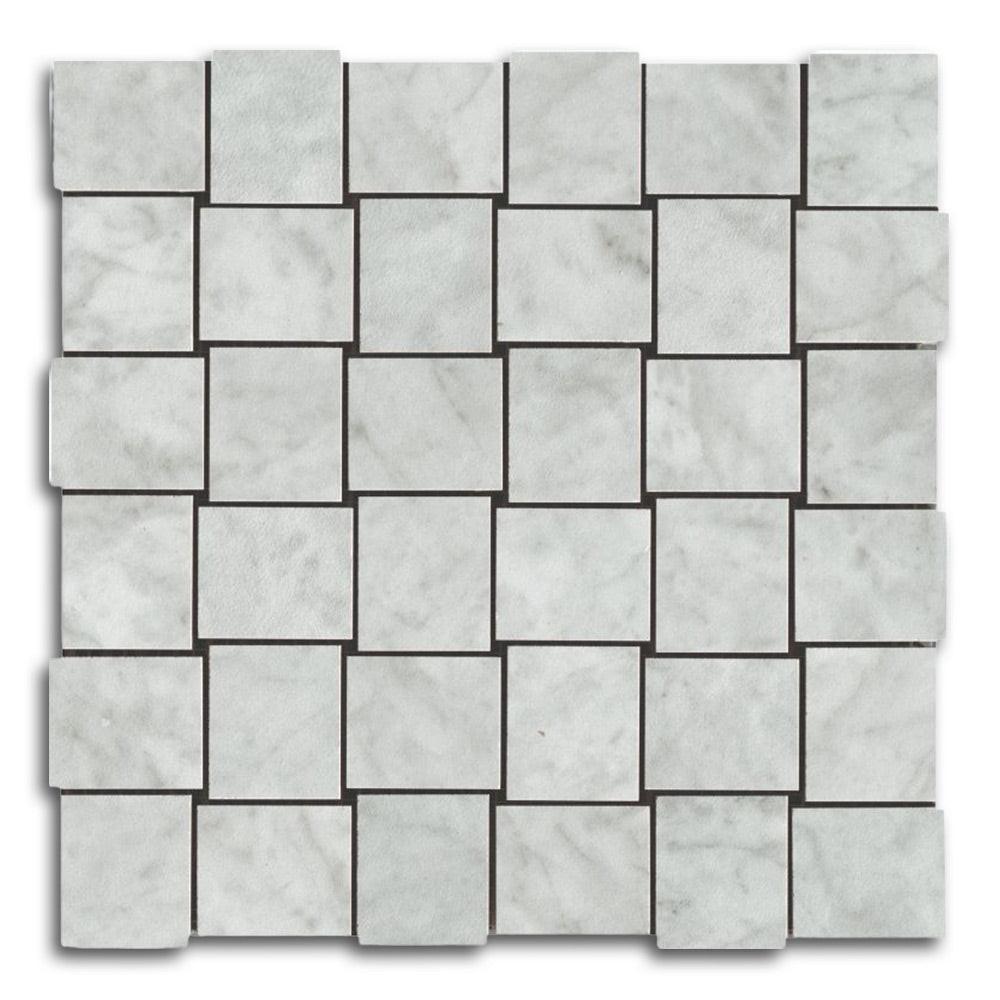 Veina Carrara Polished Basketweave Porcelain Mosaic Tile Veina Carrara Polished Basketweave Porcelain Mosaic Tile - American Tile Depot