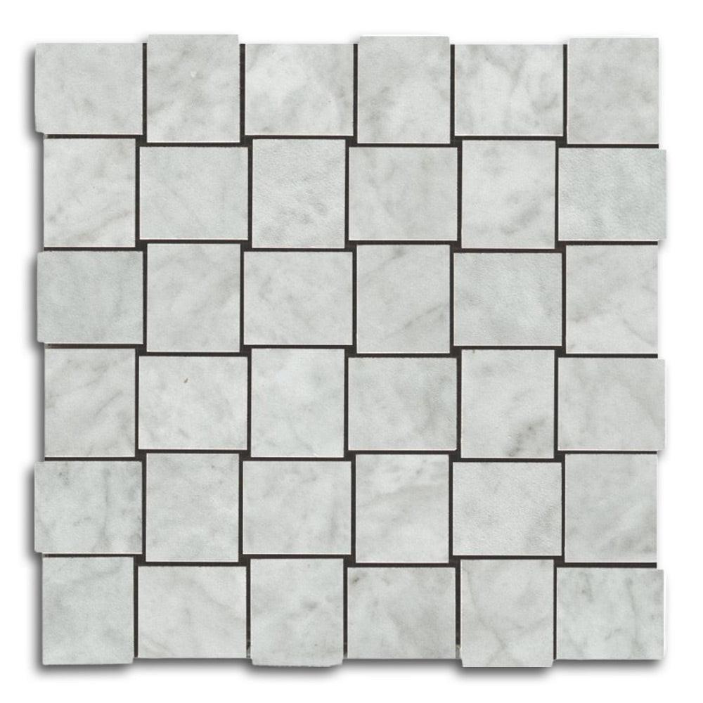 Veina Carrara Polished Basketweave Porcelain Mosaic Tile Veina Carrara Polished Basketweave Porcelain Mosaic Tile - American Tile Depot
