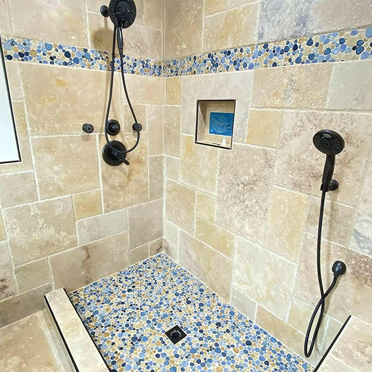 Venus Night Blue Pebble Porcelain Mosaic Tile Venus Night Blue Pebble Porcelain Mosaic Tile - American Tile Depot