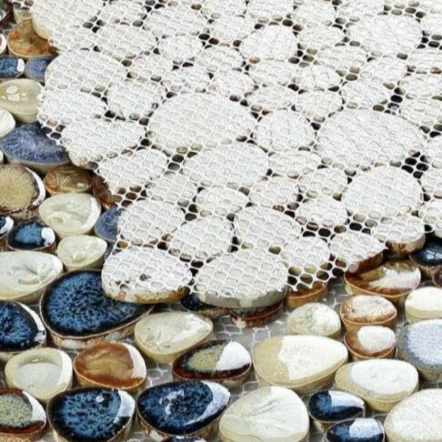 Venus Night Blue Pebble Porcelain Mosaic Tile Venus Night Blue Pebble Porcelain Mosaic Tile - American Tile Depot