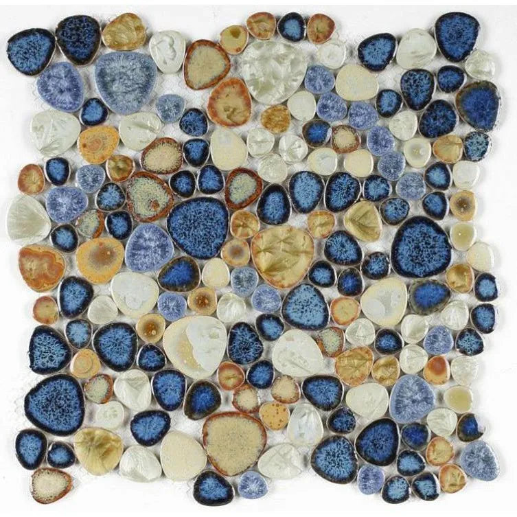Venus Night Blue Pebble Porcelain Mosaic Tile Venus Night Blue Pebble Porcelain Mosaic Tile - American Tile Depot