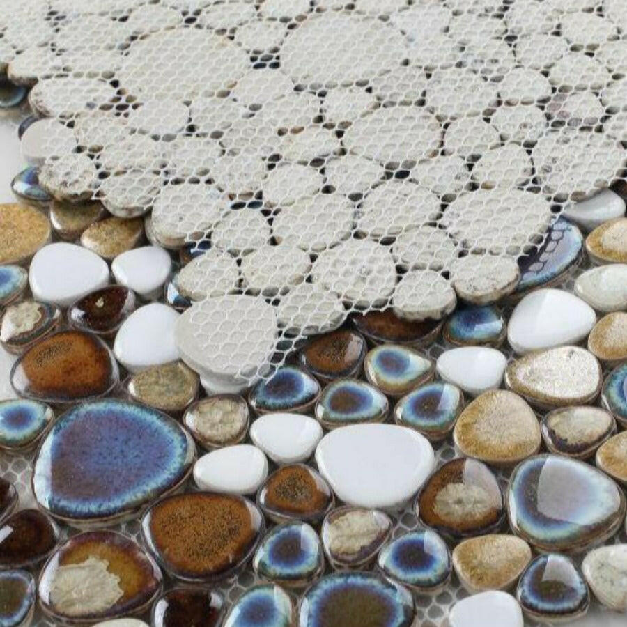Venus Night Mango Pebble Porcelain Mosaic Tile Venus Night Mango Pebble Porcelain Mosaic Tile - American Tile Depot
