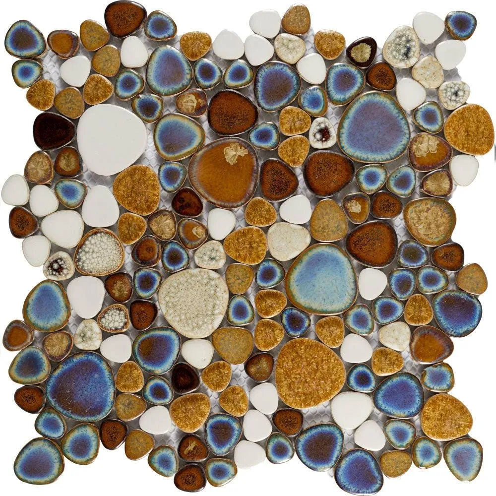Venus Night Mango Pebble Porcelain Mosaic Tile Venus Night Mango Pebble Porcelain Mosaic Tile - American Tile Depot