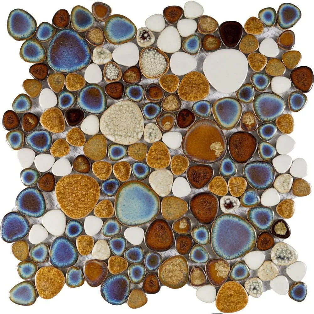 Venus Night Mango Pebble Porcelain Mosaic Tile Venus Night Mango Pebble Porcelain Mosaic Tile - American Tile Depot