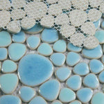 Venus Noon Jewel Blue Pebble Porcelain Polished Mosaic Tile Venus Noon Jewel Blue Pebble Porcelain Polished Mosaic Tile - American Tile Depot