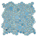 Venus Noon Jewel Blue Pebble Porcelain Polished Mosaic Tile Venus Noon Jewel Blue Pebble Porcelain Polished Mosaic Tile - American Tile Depot